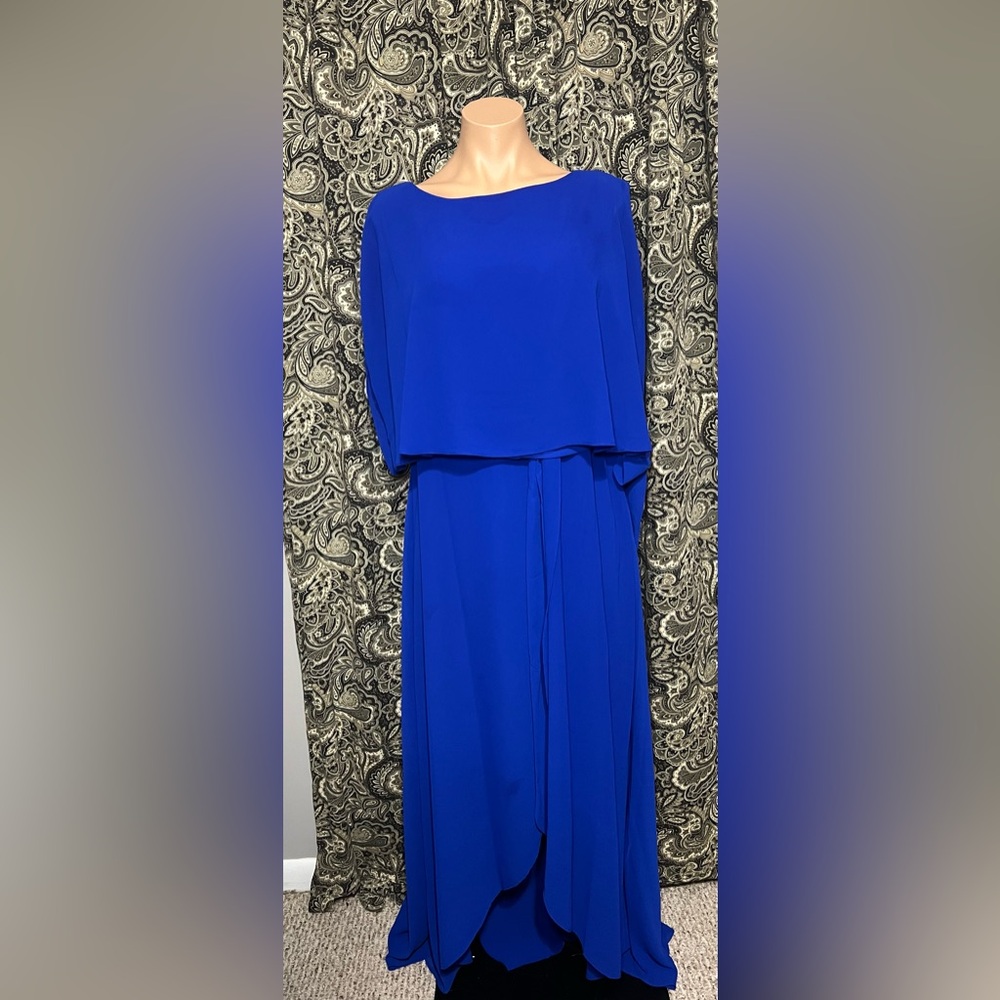 NWT Jessica Howard Split Sleeve Tie Waist Round Neck High-Low Popover Dress